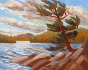 Painting in the wind! Easel tied down to not blow over, fall coat, hood and gloves. And what fun it was!