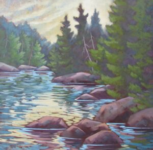 Water shimmering, soft breeze, warm summer.