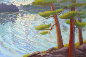 A beautiful nearby lakeside scene.